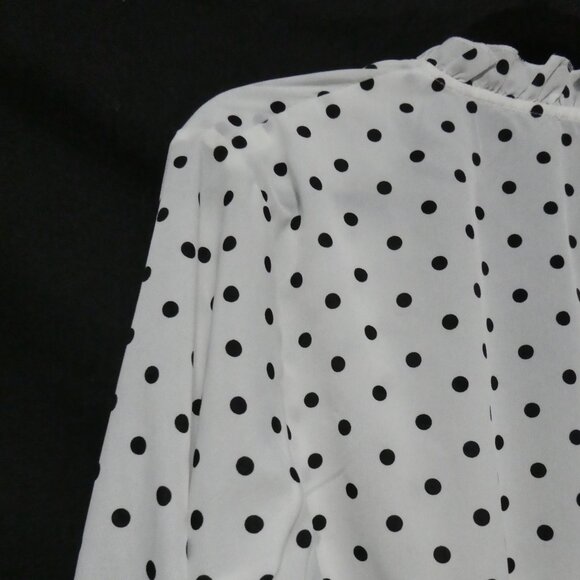 BOOHOO | size 16 | Black and White PolkaDot Romper | Tie Front - Picture 9 of 16